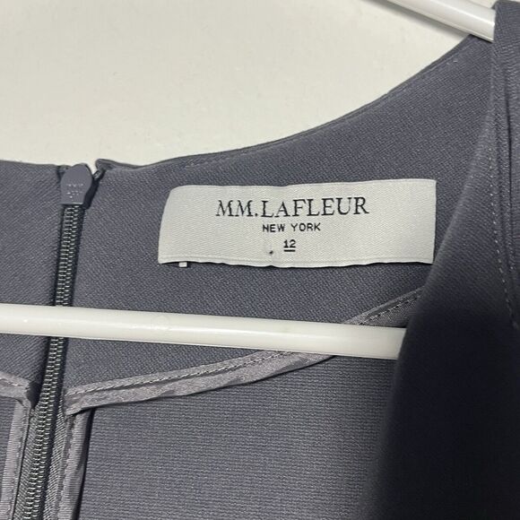MM LaFluer Cheri Midi Dress Size 12 Gray Fit & Flare Stretch Sleeveless Back Zip - Picture 5 of 13